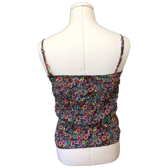 Vintage Y2K Floral Cami Top Ruffle Cottagecore Tiered Spaghetti Strap Beach Sz S - Picture 6 of 8